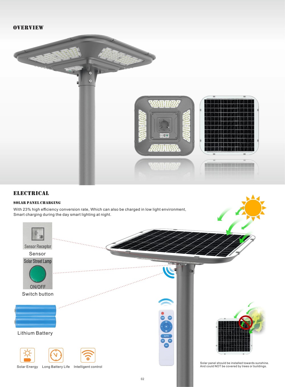 60W-150W remote control solar led garden light